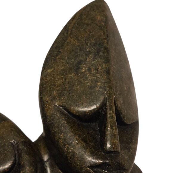 Carved Stone Family Sculpture Trio Statue Home Decor Carving 8 inch - Picture 8 of 16